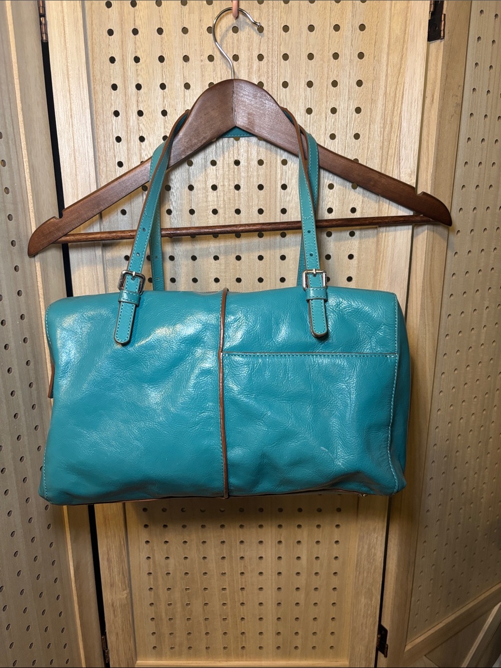 HOBO Teal Leather Shoulder Bag